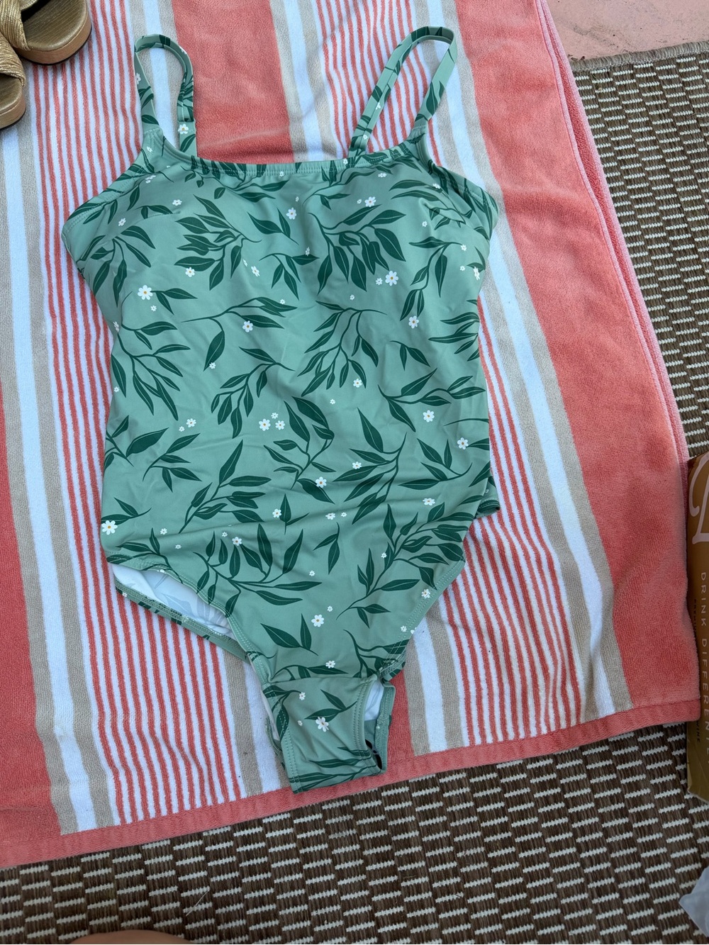 Rachel Sage Green One-Piece Swimsuit with Leaf Print